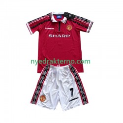 Manchester United Fotballdrakt Beckham 7 1998 Retro Barn Hjemmedraktsett 1999 Kortermet
