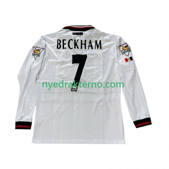 Manchester United Fotballdrakt Beckham 7 1998 Retro Herre Bortedraktsett 1999 Langermet