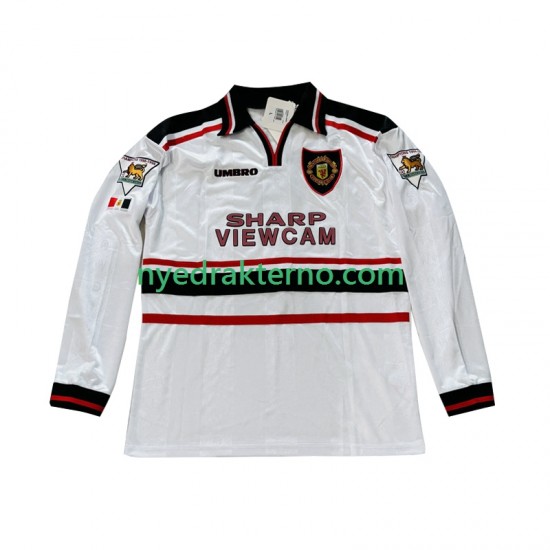 Manchester United Fotballdrakt Beckham 7 1998 Retro Herre Bortedraktsett 1999 Langermet