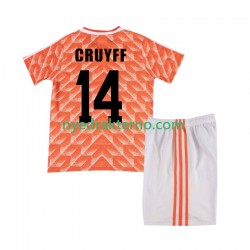 Nederland Fotballdrakt Cruyff 14 1988 Retro Barn Hjemmedraktsett Kortermet