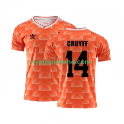 Nederland Fotballdrakt Cruyff 14 1988 Retro Herre Hjemmedraktsett Kortermet