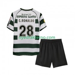 Sporting CP Fotballdrakt Cristiano Ronaldo 28 2001 2003 Retro Barn Hjemmedraktsett Kortermet