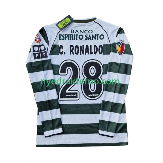 Sporting CP Fotballdrakt Cristiano Ronaldo 28 2001 2003 Retro Herre Hjemmedraktsett Langermet