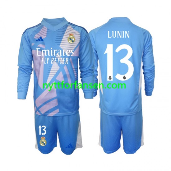 Real Madrid Fotballdrakt Andriy Lunin 13 Keeper Barn Hjemmedraktsett 2024-2025 Langermet