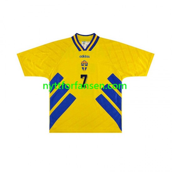 Sverige Fotballdrakt Henrik Larsson 7 Retro Herre Hjemmedraktsett 1994 Kortermet