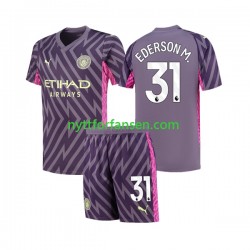 Manchester City Fotballdrakt Ederson Moraes 31 Keeper Barn Bortedraktsett 2023-2024 Kortermet