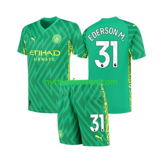 Manchester City Fotballdrakt Ederson Moraes 31 Keeper Barn Hjemmedraktsett 2023-2024 Kortermet