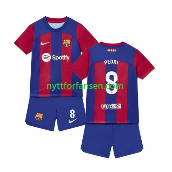 FC Barcelona Fotballdrakt Pedri 8 Barn Hjemmedraktsett 2023-2024 Kortermet