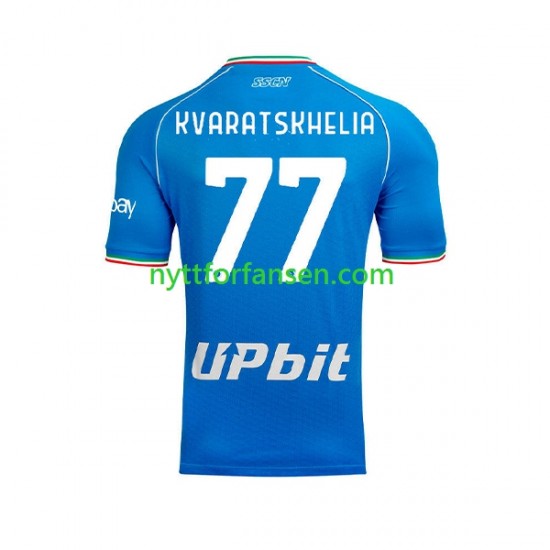 Napoli Fotballdrakt Khvicha Kvaratskhelia 77 Herre Hjemmedraktsett 2023-2024 Kortermet