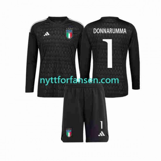 Italia Fotballdrakt Donnarumma 1 Keeper Barn Bortedraktsett 2023 Langermet