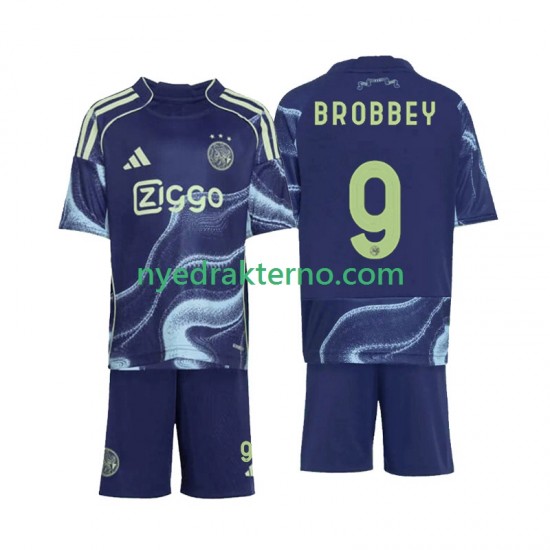 AFC Ajax Fotballdrakt Brian Brobbey 9 Barn Bortedraktsett 2025-2026 Kortermet