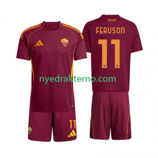 AS Roma Fotballdrakt Evan Ferguson 11 Barn Hjemmedraktsett 2025-2026 Kortermet