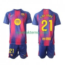 FC Barcelona Fotballdrakt Frenkie de Jong 21 Barn Hjemmedraktsett 2025-2026 Kortermet