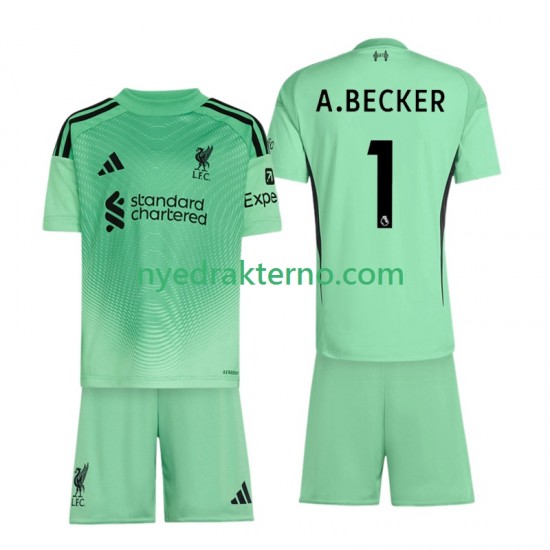 Liverpool Fotballdrakt Alisson Becker 1 Keeper Barn Hjemmedraktsett 2025-2026 Kortermet