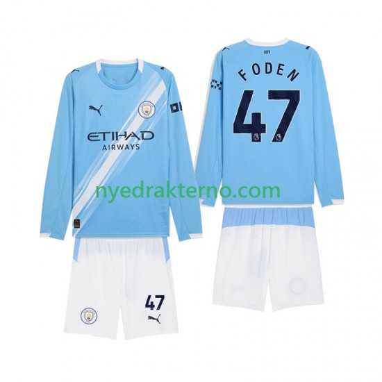 Manchester City Fotballdrakt Phil Foden 47 Barn Hjemmedraktsett 2025-2026 Langermet