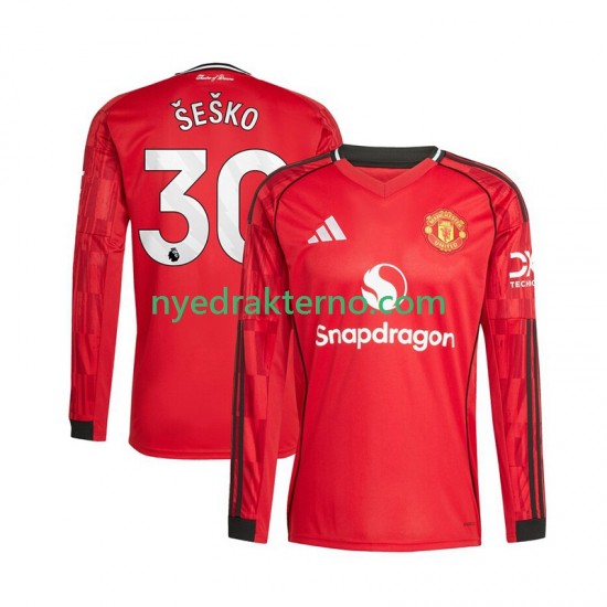 Manchester United Fotballdrakt Benjamin Sesko 30 Herre Hjemmedraktsett 2025-2026 Langermet