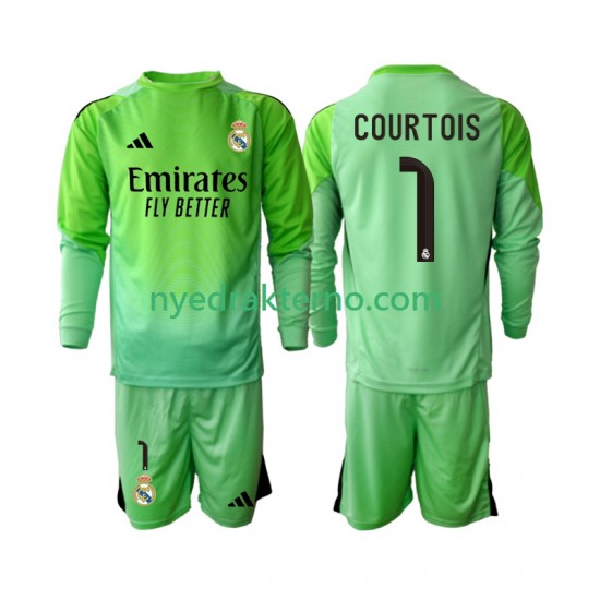 Real Madrid Fotballdrakt Thibaut Courtois 1 Barn Bortedraktsett 2025-2026 Langermet