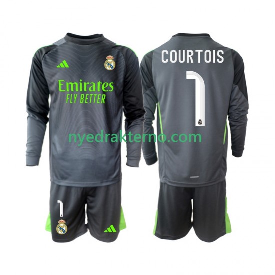 Real Madrid Fotballdrakt Thibaut Courtois 1 Barn Tredjedraktsett 2025-2026 Langermet
