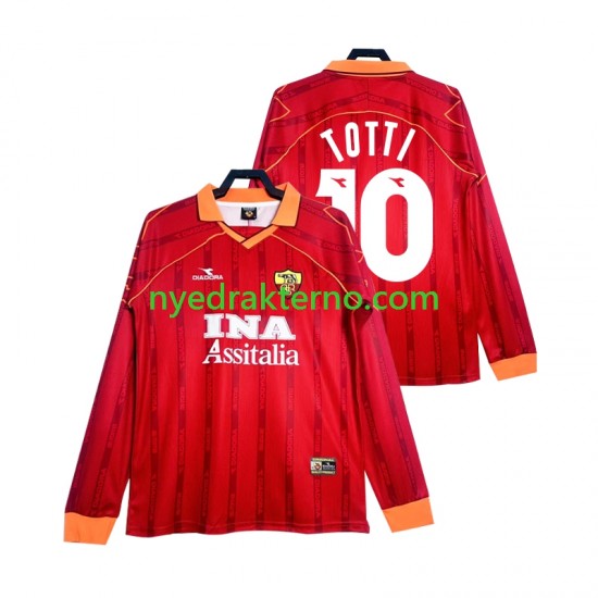 AS Roma Fotballdrakt Totti 10 2000 Retro Herre Hjemmedraktsett 1999 Langermet