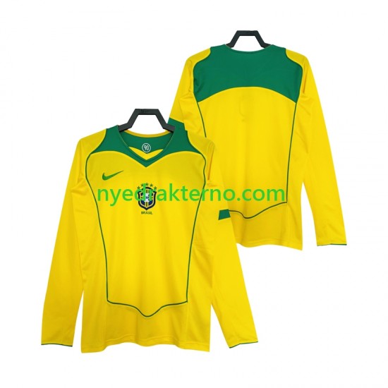 Brasil Fotballdrakt Retro Herre Hjemmedraktsett 2004 Langermet