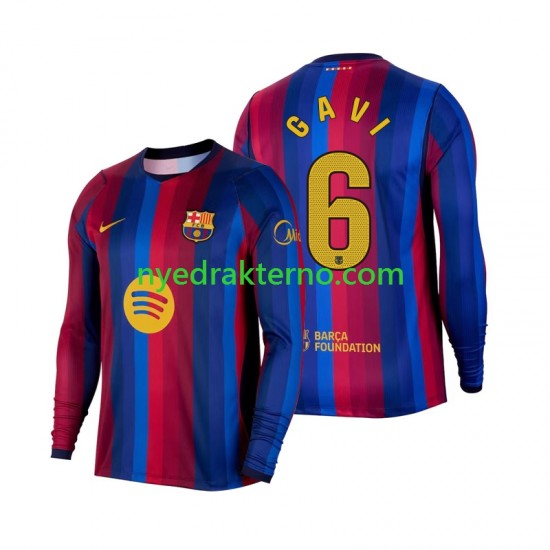 FC Barcelona Fotballdrakt Gavi 6 Herre Hjemmedraktsett 2026-2027 Langermet