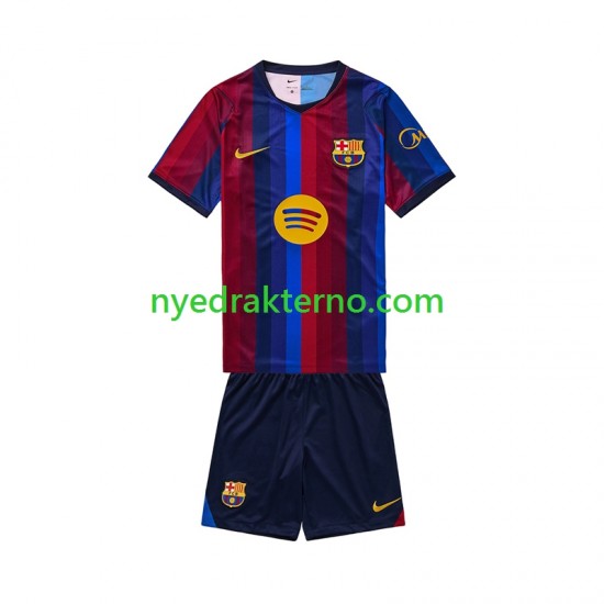 FC Barcelona Fotballdrakt Barn Hjemmedraktsett 2026-2027 Kortermet