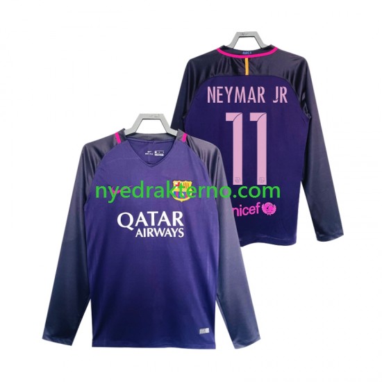FC Barcelona Fotballdrakt Neymar JR 11 2016 2017 Retro Herre Bortedraktsett Langermet