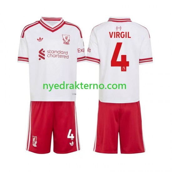 Liverpool Fotballdrakt Virgil van Dijk 4 Barn Bortedraktsett 2026-2027 Kortermet