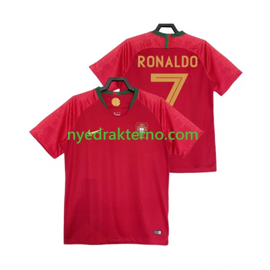 Portugal Fotballdrakt Cristiano Ronaldo 7 2018 Retro Herre Hjemmedraktsett Kortermet
