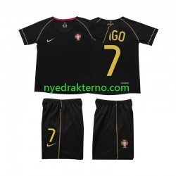 Portugal Fotballdrakt FIGO 7 Retro Barn Bortedraktsett 2006 Kortermet