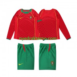 Portugal Fotballdrakt Retro Barn Hjemmedraktsett 2004 Langermet