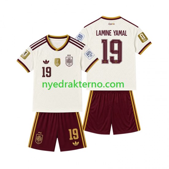 Spania Fotballdrakt 2-star Lamine Yamal 19 Barn Bortedraktsett 2026-2027 Kortermet
