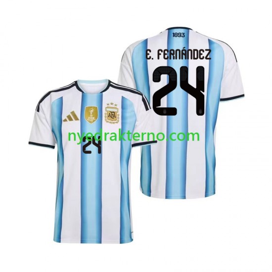 Argentina Fotballdrakt Enzo Fernandez 24 Herre Hjemmedraktsett Fotball-VM 2026 Kortermet