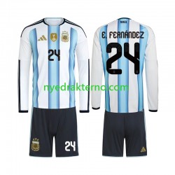 Argentina Fotballdrakt Enzo Fernandez 24 Barn Hjemmedraktsett Fotball-VM 2026 Langermet