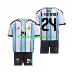 Argentina Fotballdrakt Enzo Fernandez 24 Barn Hjemmedraktsett Fotball-VM 2026 Kortermet