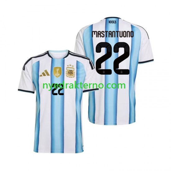 Argentina Fotballdrakt Franco Mastantuono 22 Herre Hjemmedraktsett Fotball-VM 2026 Kortermet