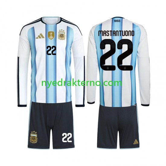 Argentina Fotballdrakt Franco Mastantuono 22 Barn Hjemmedraktsett Fotball-VM 2026 Langermet
