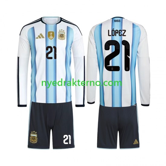 Argentina Fotballdrakt Jose Manuel Lopez 21 Barn Hjemmedraktsett Fotball-VM 2026 Langermet