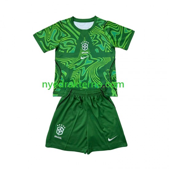 Brasil Fotballdrakt Keeper Barn Bortedraktsett Fotball-VM 2026 Kortermet