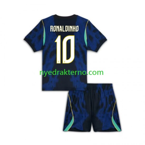 Brasil Fotballdrakt Ronaldinho 10 Barn Bortedraktsett Fotball-VM 2026 Kortermet