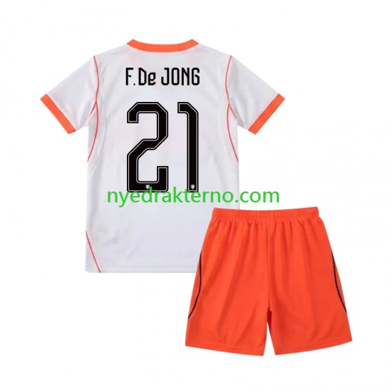 Nederland Fotballdrakt Frenkie de Jong 21 Barn Bortedraktsett Fotball-VM 2026 Kortermet