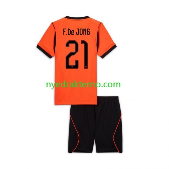 Nederland Fotballdrakt Frenkie de Jong 21 Barn Hjemmedraktsett Fotball-VM 2026 Kortermet