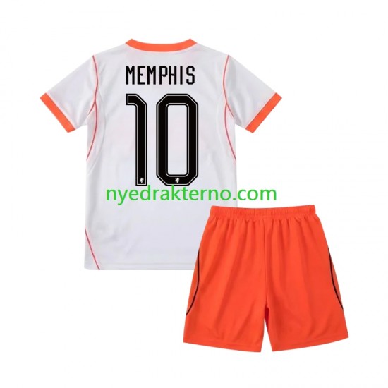 Nederland Fotballdrakt Memphis Depay 10 Barn Bortedraktsett Fotball-VM 2026 Kortermet