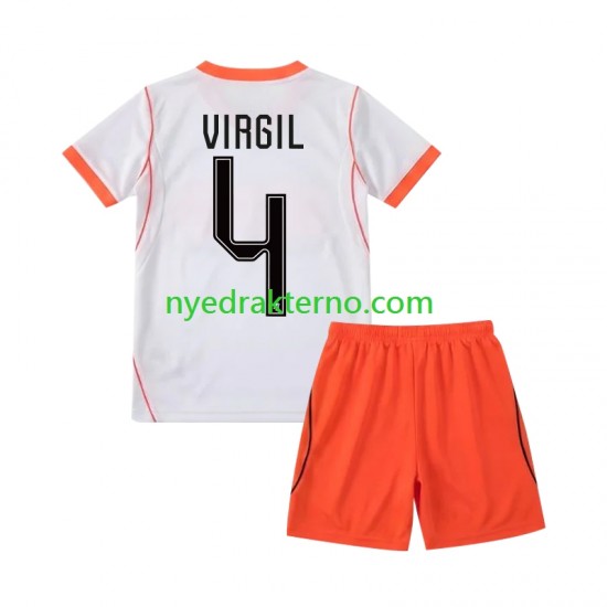 Nederland Fotballdrakt Virgil van Dijk 4 Barn Bortedraktsett Fotball-VM 2026 Kortermet