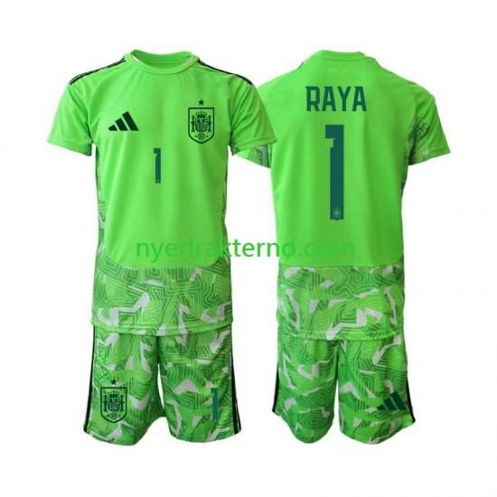 Spania Fotballdrakt David Raya 1 6th Green color Keeper Barn Fotball-VM 2026 Kortermet