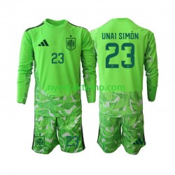 Spania Fotballdrakt Unai Simon 23 6th Green color Keeper Barn Fotball-VM 2026 Langermet