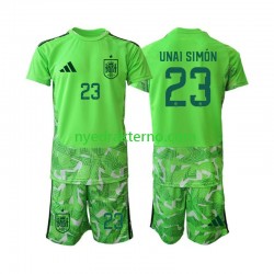 Spania Fotballdrakt Unai Simon 23 6th Green color Keeper Barn Fotball-VM 2026 Kortermet