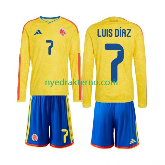Colombia Fotballdrakt Luis Diaz 7 Barn Hjemmedraktsett Fotball-VM 2026 Langermet