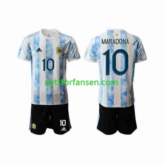 Argentina Fotballdrakt Maradona 10 2020-2021 Barn Hjemmedraktsett Kortermet