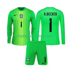 Brasil Fotballdrakt Alisson Becker 1 Keeper Barn Hjemmedraktsett 2026 Langermet